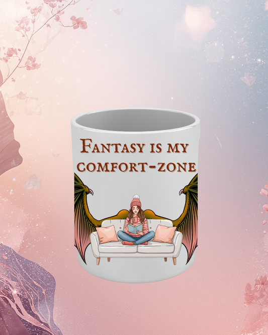 Tazza "Fantasy is my comfort-zone" – Mug per Lettori che sognano avventure